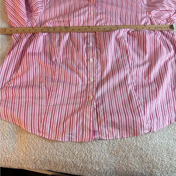 Talbots Top Womens plus size 22 Striped Cotton Blend button up Non Iron Blouse - Picture 5 of 10